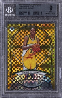 2007-08 Bowman Sterling Gold X-Fractors #KD Kevin Durant Rookie Card (#08/10) - BGS MINT 9 